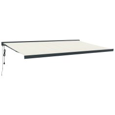 Vidaxl Zložljiva tenda krem 5x3 m blago in aluminij