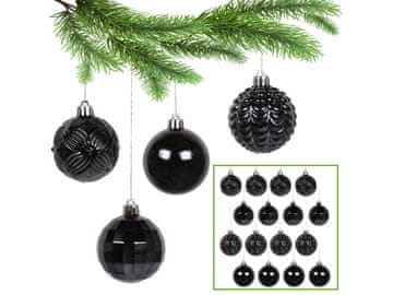 sarcia.eu Antracitne božične kroglice, komplet kroglic, božični okraski 6 cm, 16 kosov