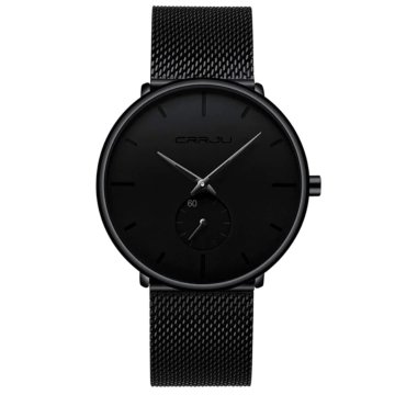 CRRJU Ročna ura Minimalistic Black
