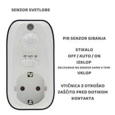 CT Vtičnica s senzorjem gibanja 100° 8m 230V/1200W