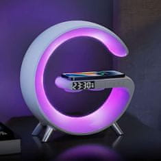TIMMLUX Namizna RGB LED svetilka z brezžičnim polnilcem / bluetooth zvočnik / FM / USB / micro SD / AUX / ura /alarm