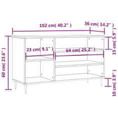 Vidaxl Omarica za čevlje visok sijaj bela 102x36x60 cm inženirski les