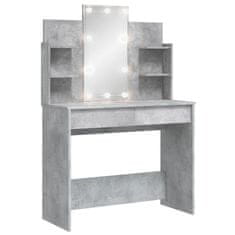 Vidaxl Toaletna mizica z LED lučkami betonsko siva 96x40x142 cm