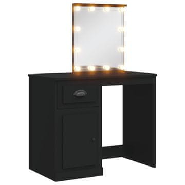 Vidaxl Toaletna mizica z LED lučkami črna 90x42x132,5 cm