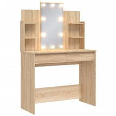 Vidaxl Toaletna mizica z LED lučkami sonoma hrast 96x40x142 cm