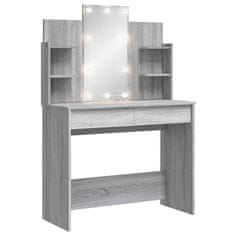 Vidaxl Toaletna mizica z LED lučkami siva sonoma 96x40x142 cm
