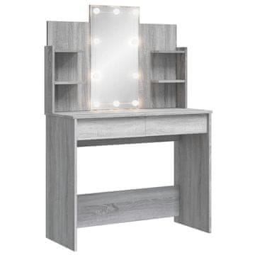 Vidaxl Toaletna mizica z LED lučkami siva sonoma 96x40x142 cm