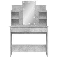 Vidaxl Toaletna mizica z LED lučkami betonsko siva 96x40x142 cm