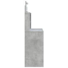 Vidaxl Toaletna mizica z LED lučkami betonsko siva 96x40x142 cm