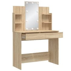 Vidaxl Toaletna mizica z LED lučkami sonoma hrast 96x40x142 cm