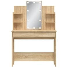 Vidaxl Toaletna mizica z LED lučkami sonoma hrast 96x40x142 cm