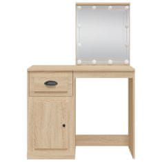 Vidaxl Toaletna mizica z LED lučkami sonoma hrast 90x42x132,5 cm