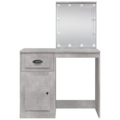 Vidaxl Toaletna mizica z LED lučkami betonsko siva 90x42x132,5 cm