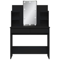 Vidaxl Toaletna mizica z LED lučkami črna 96x40x142 cm