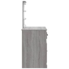 Vidaxl Toaletna mizica z LED lučkami siva sonoma 90x42x132,5 cm