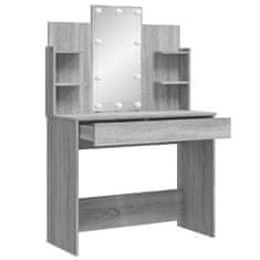 Vidaxl Toaletna mizica z LED lučkami siva sonoma 96x40x142 cm