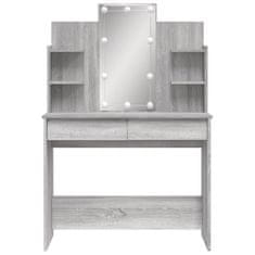 Vidaxl Toaletna mizica z LED lučkami siva sonoma 96x40x142 cm