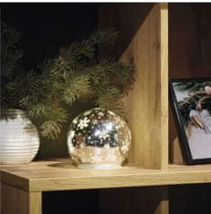 Emos DCLW28 LED božična steklena krogla – snežinke, 12 cm, 3 x AA, topla bela