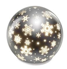 Emos DCLW28 LED božična steklena krogla – snežinke, 12 cm, 3 x AA, topla bela