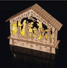 Emos DCWW34 LED božične jaslice, lesene, 15 cm, 2 x AA, topla bela