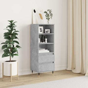 Vidaxl vidaXL Visoka omarica, betonsko siva, 40x36x110 cm, lesena osnova