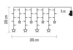 Emos DCGW12 LED božični zastor – zvezde, 185 x 105 cm, topla bela