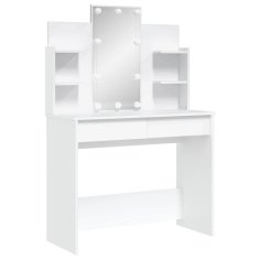 Vidaxl Toaletna mizica z LED lučkami bela 96x40x142 cm