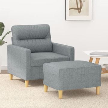 Vidaxl vidaXL Fotelj s taburejem, svetlo siv, 60 cm, oblazinjen s tkanino