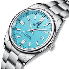 Benyar Moška ročna ura Automatic Perpetual Turquoise Blue