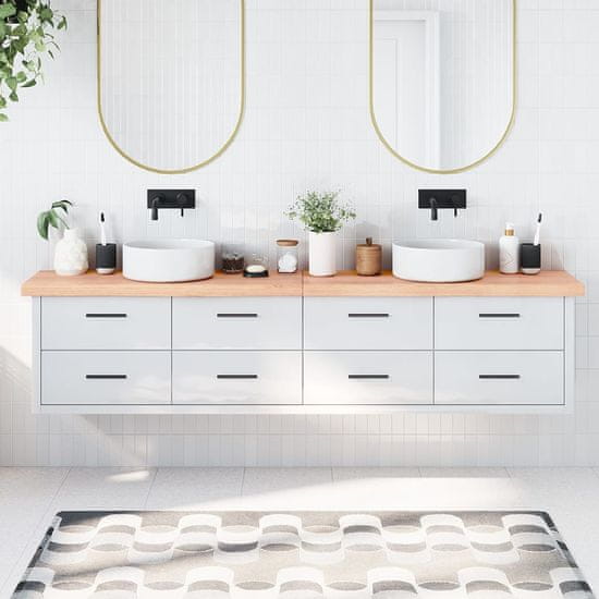 shumee Kopalniški pult svetlo rjav 220x40x(2-6) cm obdelan trden les