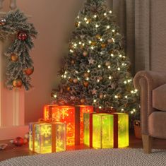 Greatstore Osvetljene božične škatle 3 kosi 64 LED toplo bela