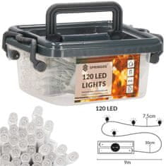 Springos novoletne lučke na baterije 120 LED 3000K 8 funkcij 9m