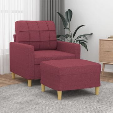 Vidaxl vidaXL Fotelj s taburejem, vinsko rdeč, 60 cm, oblazinjen s tkanino