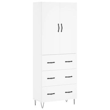 Vidaxl Visoka omara bela 69,5x34x180 cm inženirski les