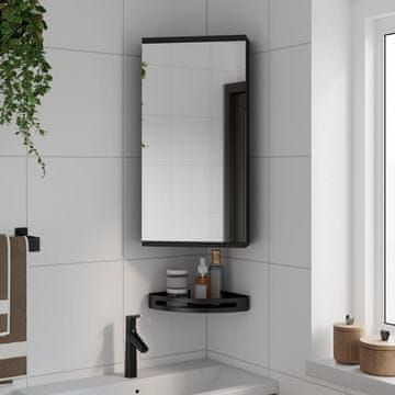 Vidaxl vidaXL Kotna kopalniška omarica z ogledalom črne barve 30x24x60 cm