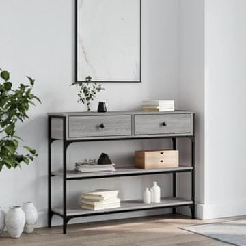 Vidaxl vidaXL Konzolna mizica, siva, hrast sonoma, 100x25x75 cm