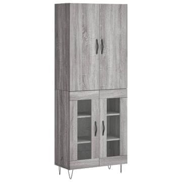 Vidaxl Visoka komoda siva sonoma 69,5x34x180 cm inženirski les