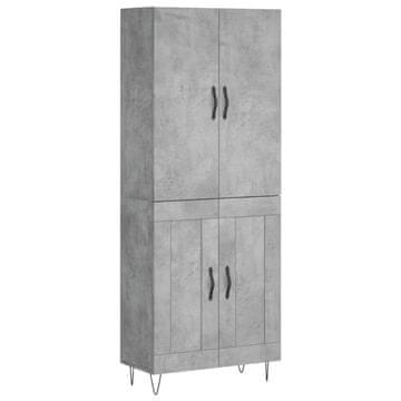Vidaxl Visoka komoda betonsko siva 69,5x34x180 cm inženirski les
