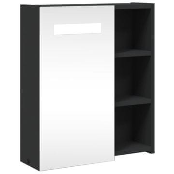 Vidaxl Kopalniška omarica z ogledalom z LED lučko črna 45x13x52 cm