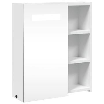 Vidaxl Kopalniška omarica z ogledalom z LED lučko bela 45x13x52 cm