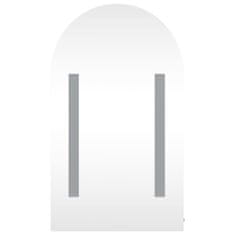 Vidaxl Kopalniška omarica z ogledalom z LED obokana bela 42x13x70 cm
