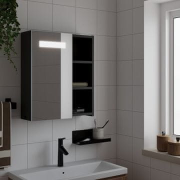 Vidaxl vidaXL Kopalniška omarica z ogledalom in LED lučko, črna, 45x13x52 cm