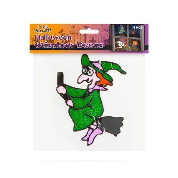 Family Dekoracija oken za noč čarovnic - barvita bleščeča čarovnica