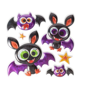 Family Komplet 3D nalepk za noč čarovnic - holografski netopir - 6 kos