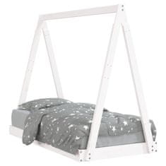 Vidaxl Otroški posteljni okvir bel 70x140 cm trdna borovina