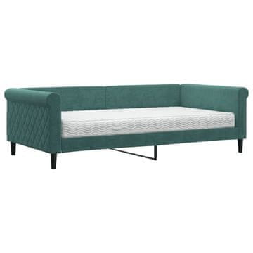 Vidaxl Dnevna postelja z vzmetnico temno zelena 100x200 cm žamet