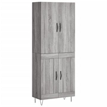 Vidaxl Visoka komoda siva sonoma 69,5x34x180 cm inženirski les