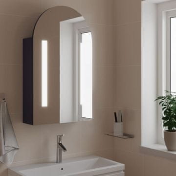 Vidaxl vidaXL Obokana kopalniška omarica z ogledalom in LED lučkami, siva, 42x13x70 cm