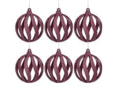 sarcia.eu Bordove božične kroglice, komplet čipkastih kroglic, božični okraski 8 cm, 6 kosov