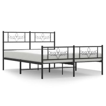 Vidaxl Kovinski posteljni okvir z vzglavjem in vznožjem črn 120x200 cm